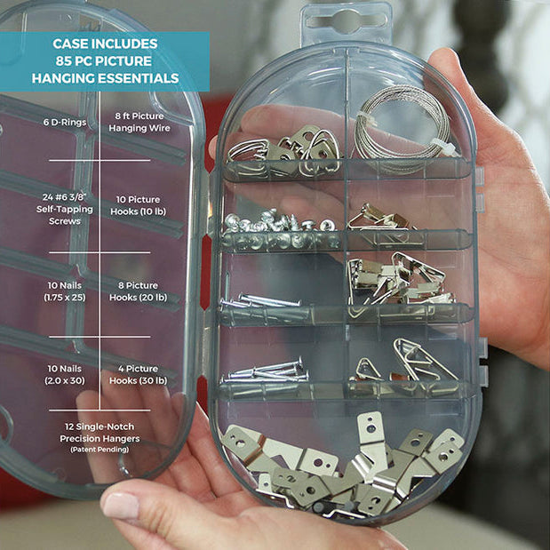 All-in-One Picture Hanging Kit – 85-Piece Wall Hanging & Level Tool