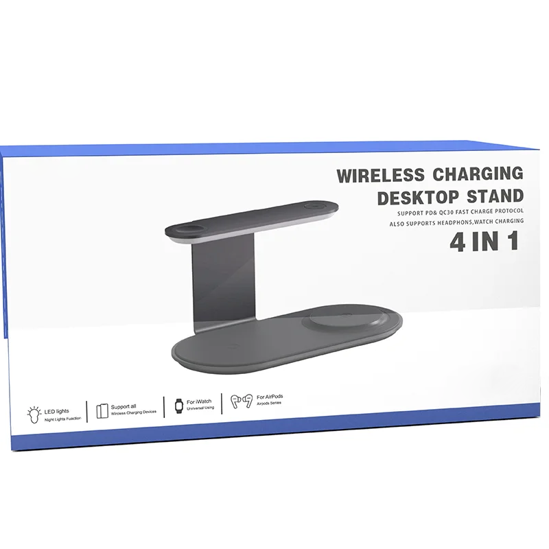 4-in-1 Wireless Charging Station with Alarm Clock & Night Light