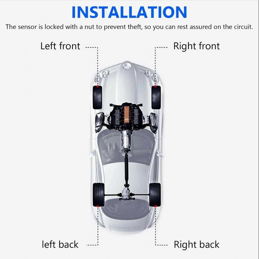 Tire Pressure Monitoring System – Solar-Powered TPMS with 4 External Sensors, LCD Display & 5 Alarm Modes