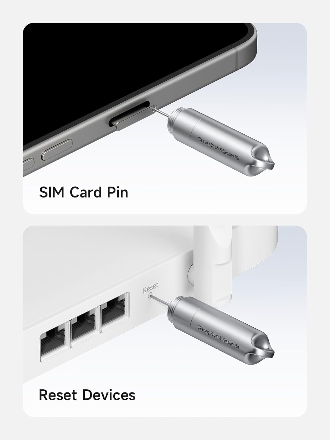 SIM Card Eject Tool with Keychain โ Multi-Function Pin & Earbud Cleaning Brush