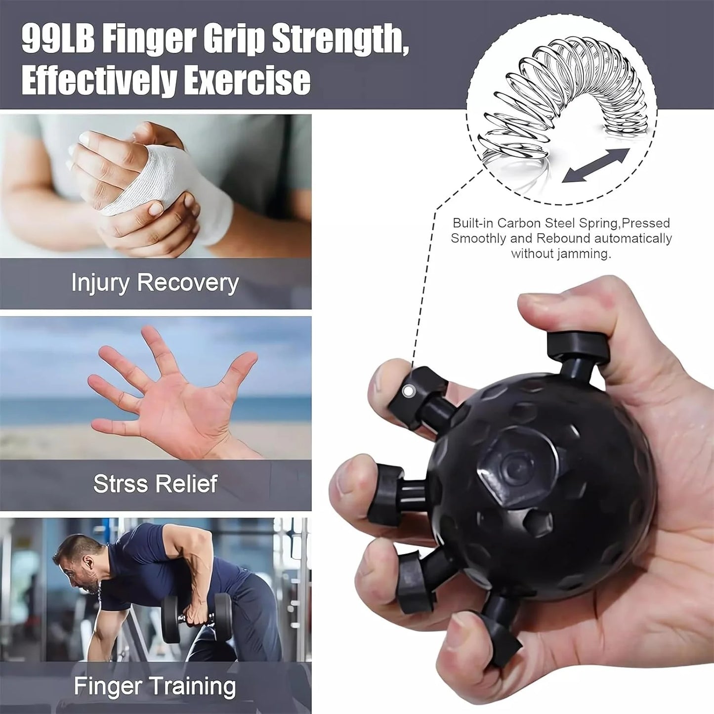 Finger Grip Strengthener | Silicone Hand Strength Trainer for Finger