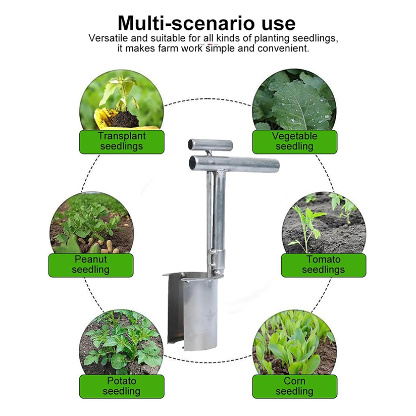 Gardening transplanting tools, stainless steel barrel-shaped bulb planter