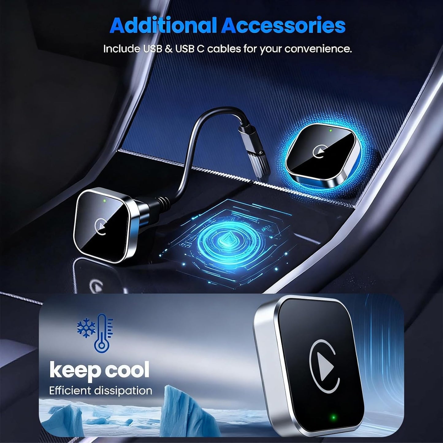 Upgraded Wireless CarPlay Adapter - Fast Auto Connection, Stable Connectivity