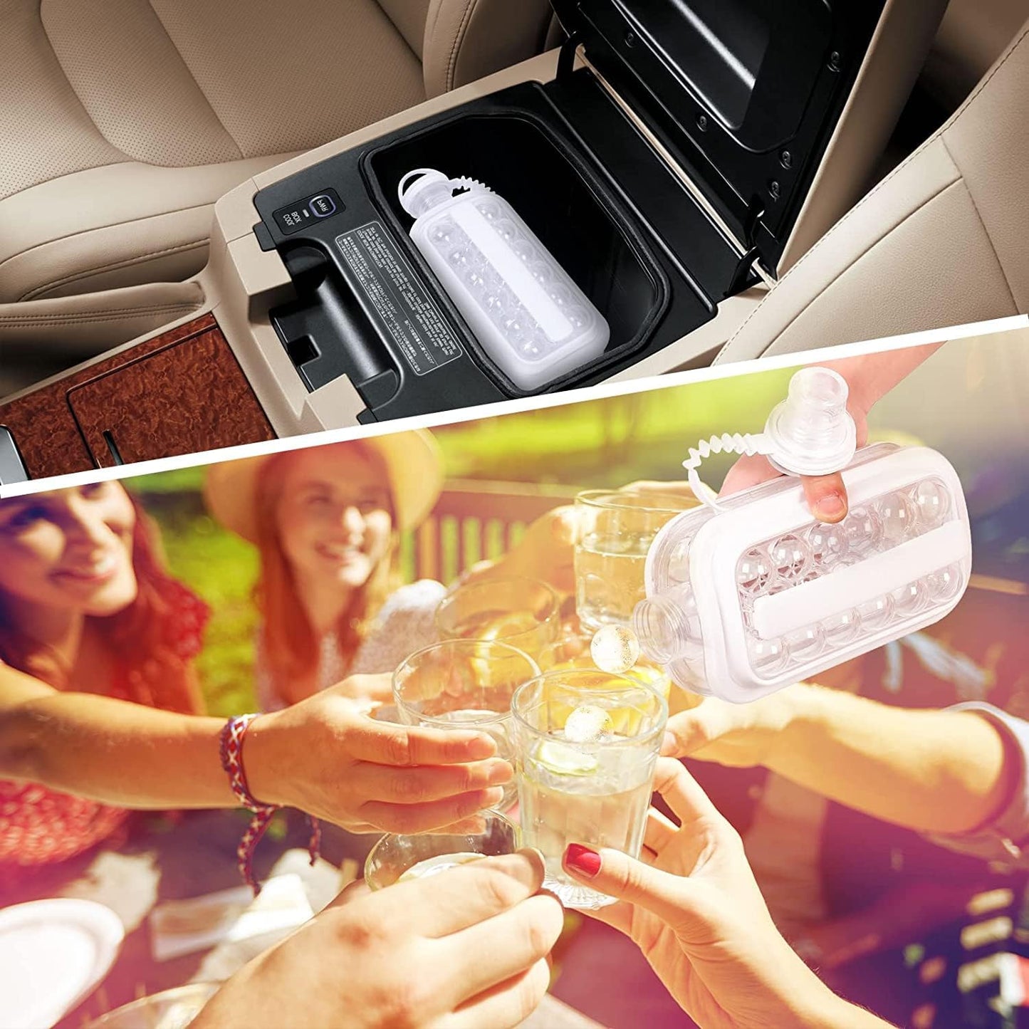 2-in-1 Ice Ball Maker Bottle – Portable Ice Cube Molds Kettle with 17 Grids