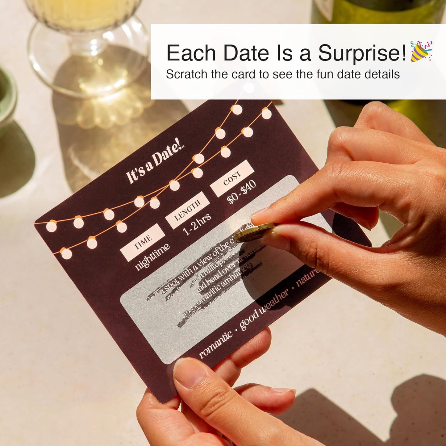 Date Night Game! 40 Fun & Romantic Scratch-off Date Ideas | Perfect Couple Gift