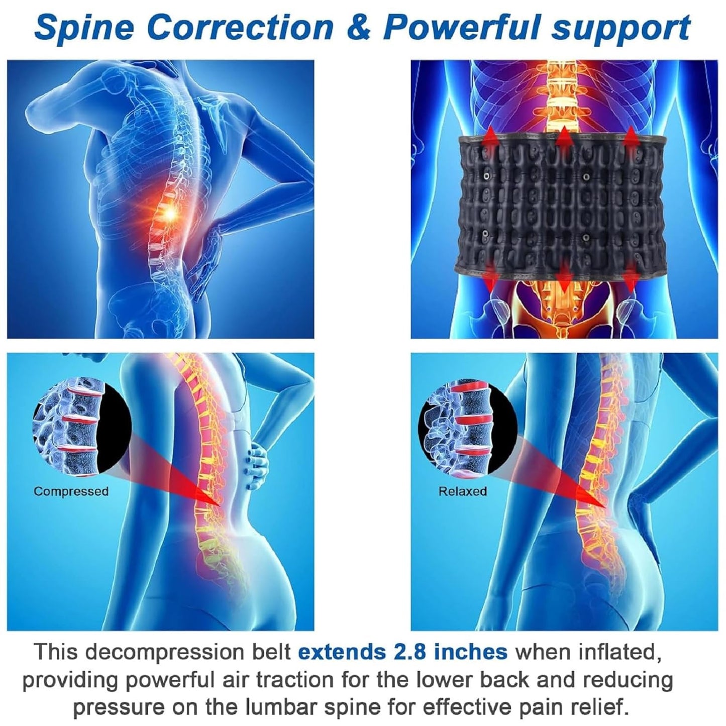 Inflatable Back Decompression Belt ā Adjustable Lumbar Support for Lower Back Pain Relief