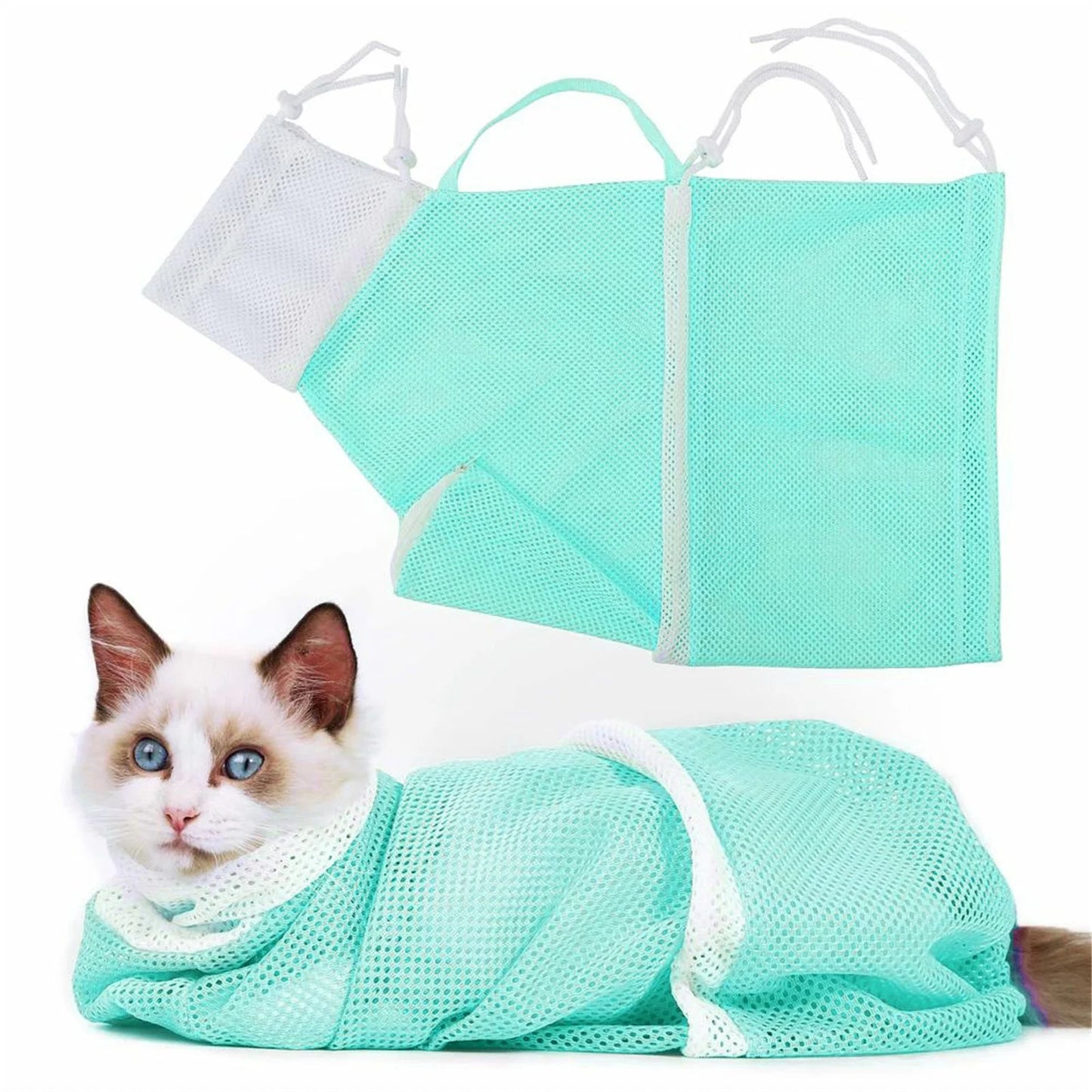 Multi-Functional Cat Grooming Restraint Bag | Soft, Breathable Mesh, Adjustable Strap
