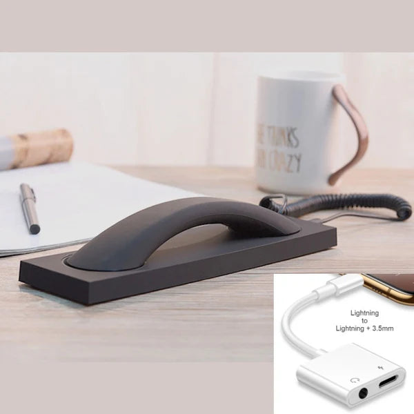 Retro telephone handset with Type-C/Lightning to 3.5mm adapter