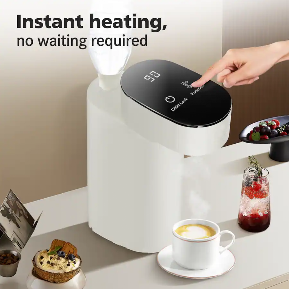 1500W water heater, 5 preset temperature settings (110°F-212°F), child lock