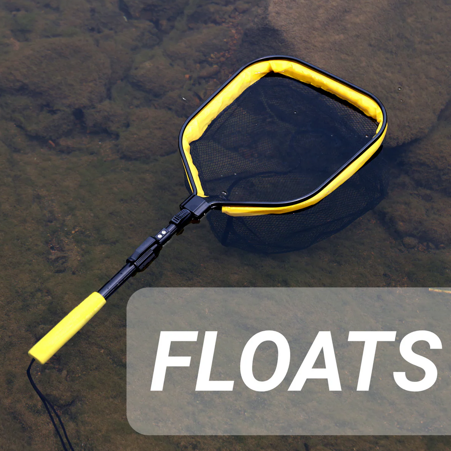 Floating fishing net with handle