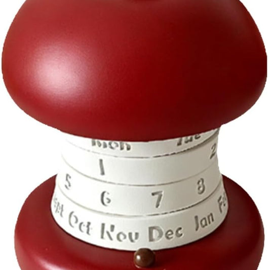 Apple-Shaped Rotating Calendar — Resin Continuous Weekly Desk Decor (Red)