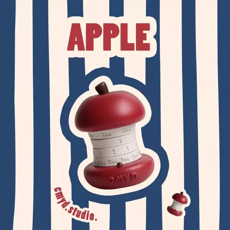 Apple-Shaped Rotating Calendar — Resin Continuous Weekly Desk Decor (Red)