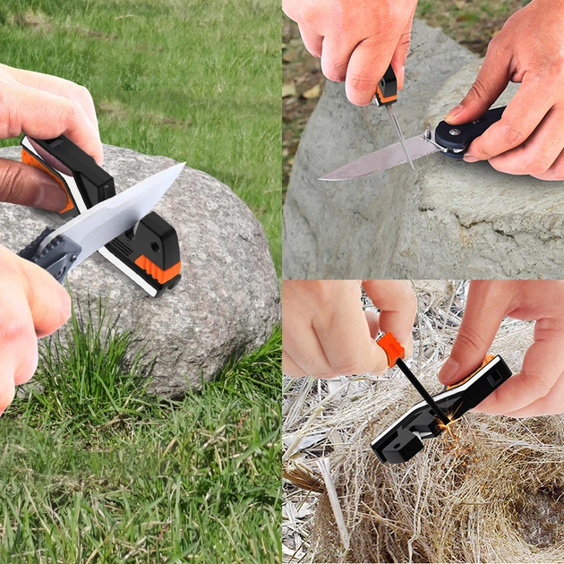 6-in-1 Knife Sharpener & Survival Tool – Multi-Functional Outdoor Companion