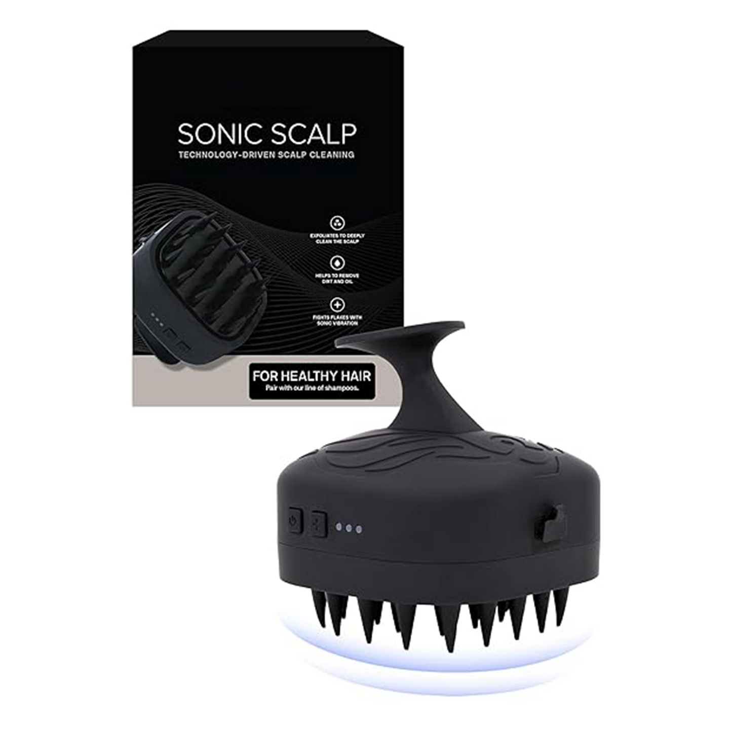 Sonic scalp cleaner with soft silicone vibration