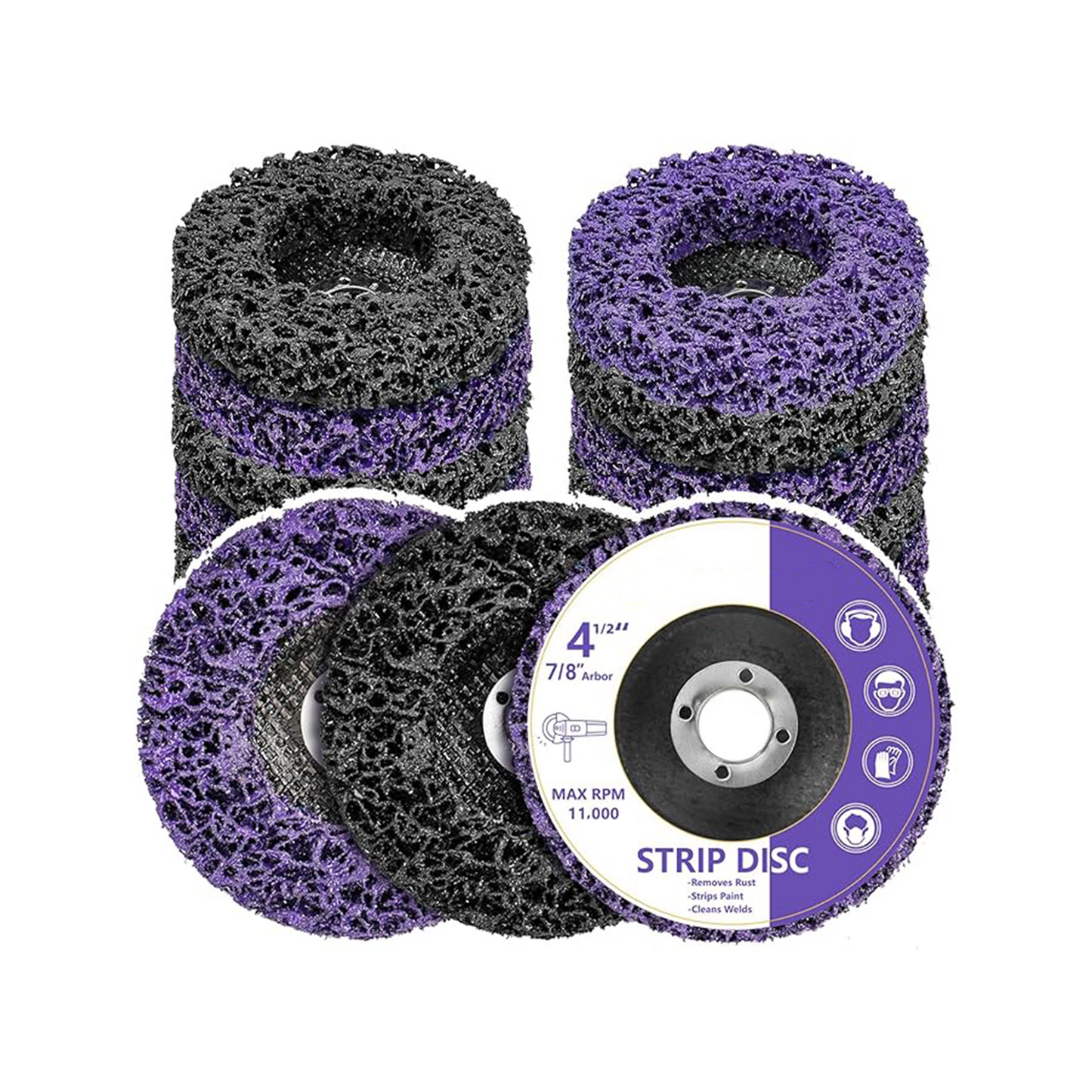 Pack of 10 4-inch quick paint removal grinding wheels, suitable for angle grinders.