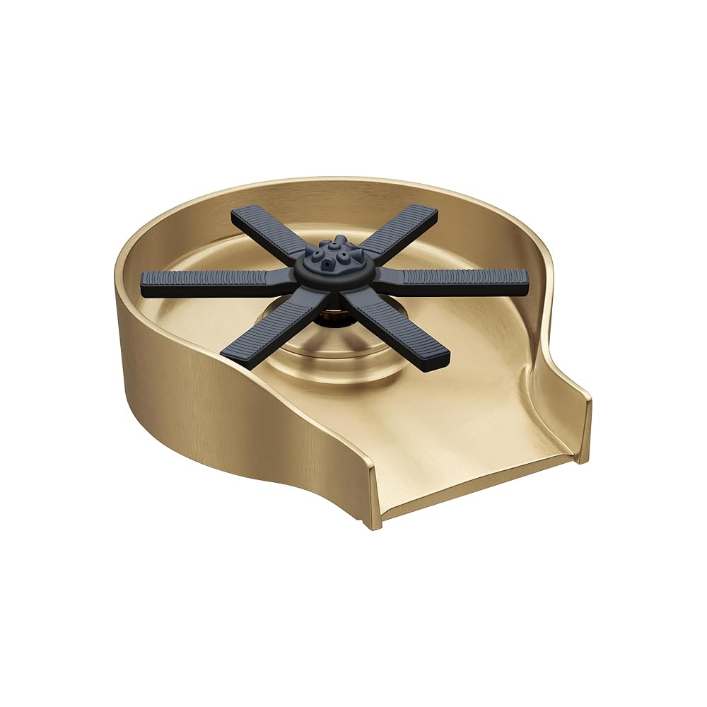 Kitchen sink glass washer with water-stain-free brushed brass finish