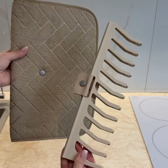 Foldable Dish Drying Mat and Rack Set | Efficient Space-Saving Kitchen Drying Solution