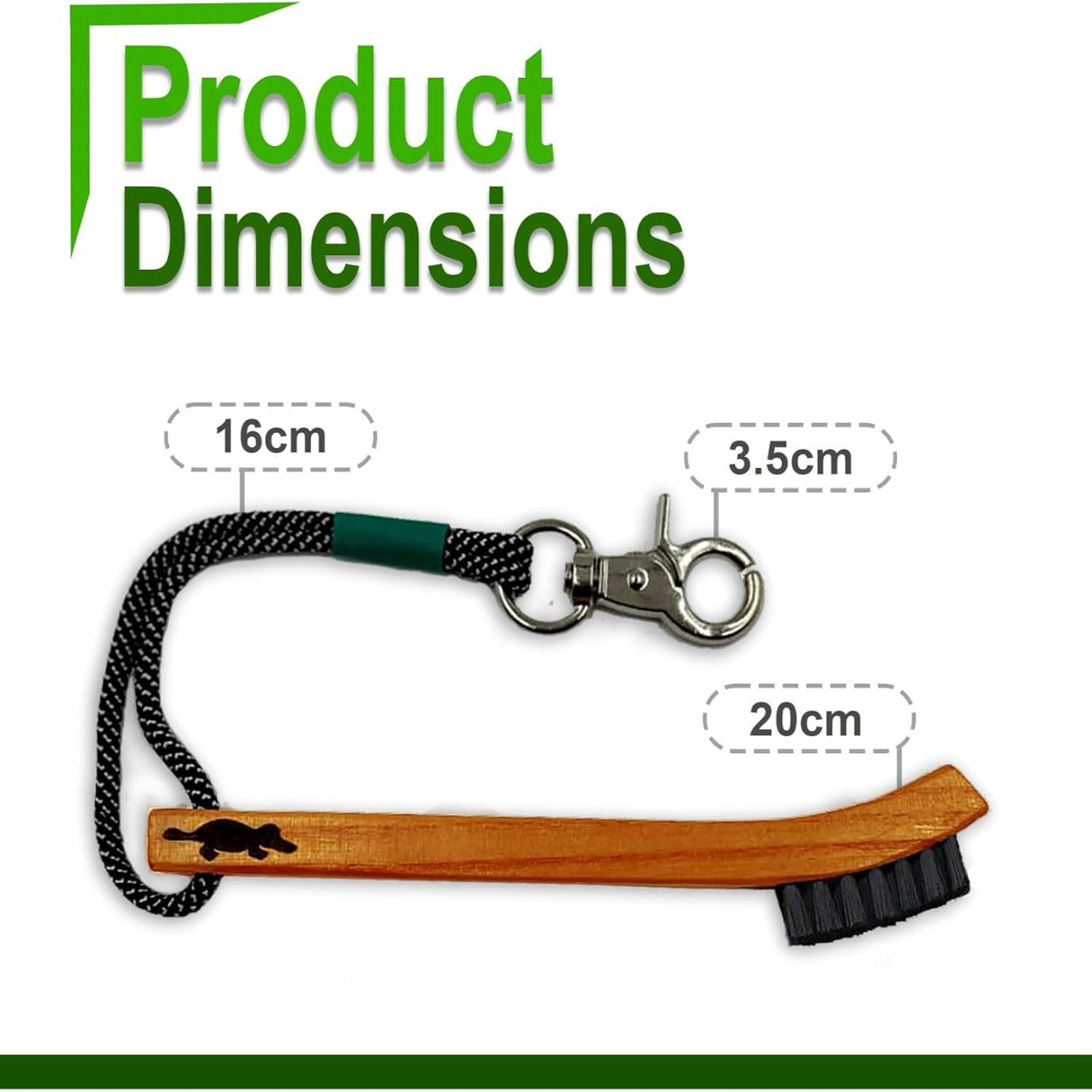 Hickory Wood Golf Club Brush &amp; Non-Slip Groove Cleaner — with Paracord Rope &amp; Stainless Steel Clip