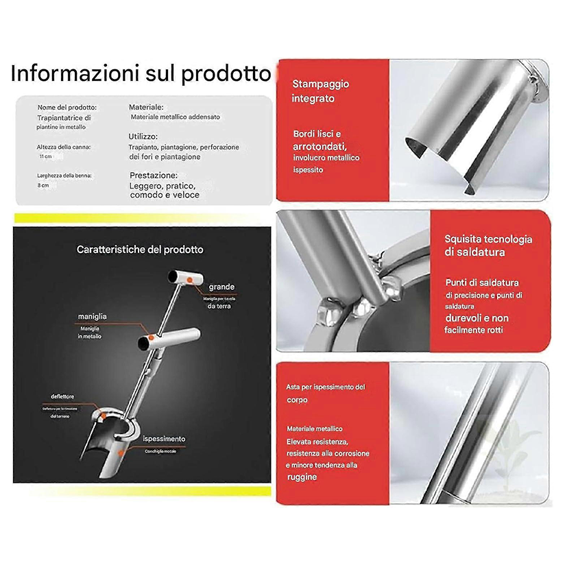 Gardening transplanting tools, stainless steel barrel-shaped bulb planter