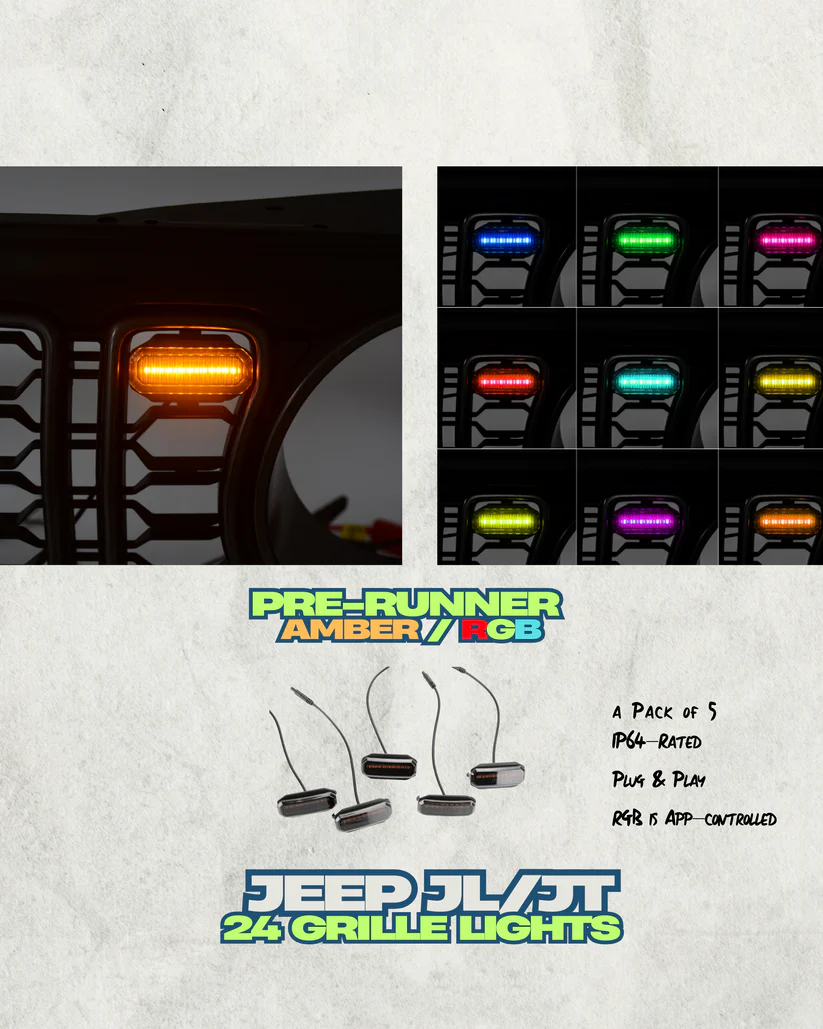 Prerunner Amber/RGB Grille Lights for 24-25 JL JT Grilles