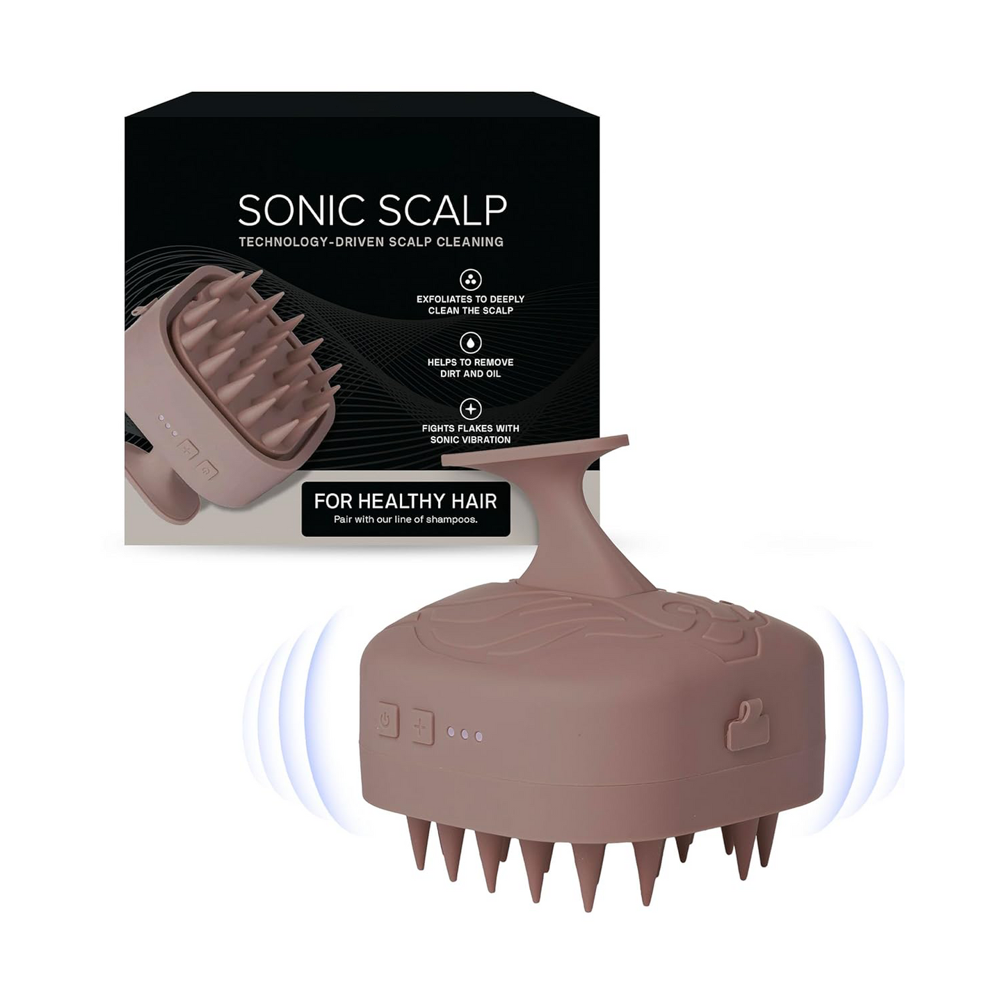 Sonic scalp cleaner with soft silicone vibration