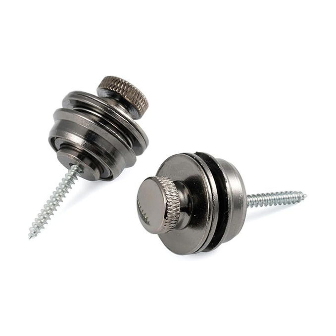 Electric guitar and bass safety strap lock, flat head design