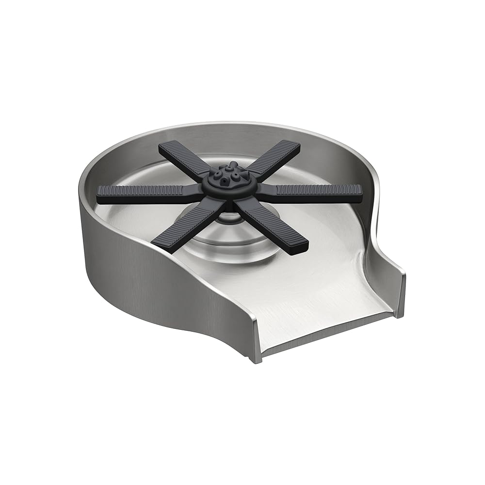 Kitchen sink glass washer with water-stain-free brushed brass finish