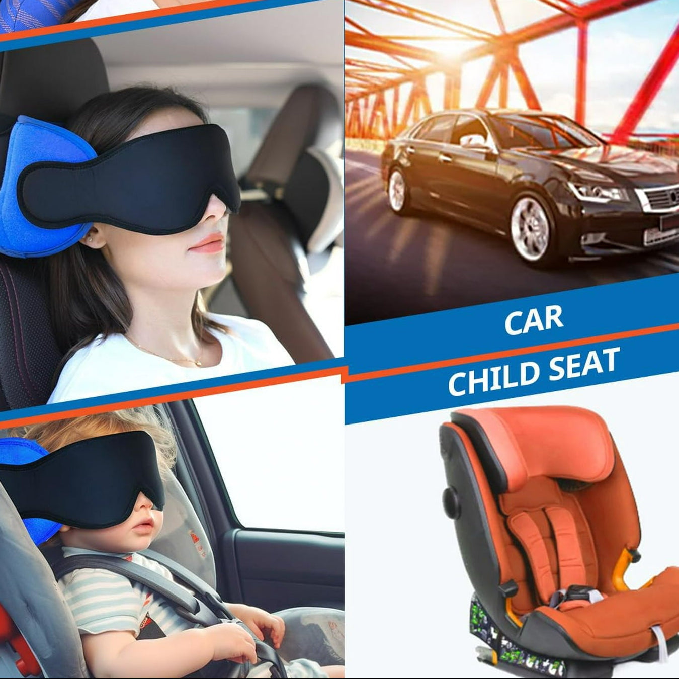 360° Travel Pillow with Head Band & Sleep Mask