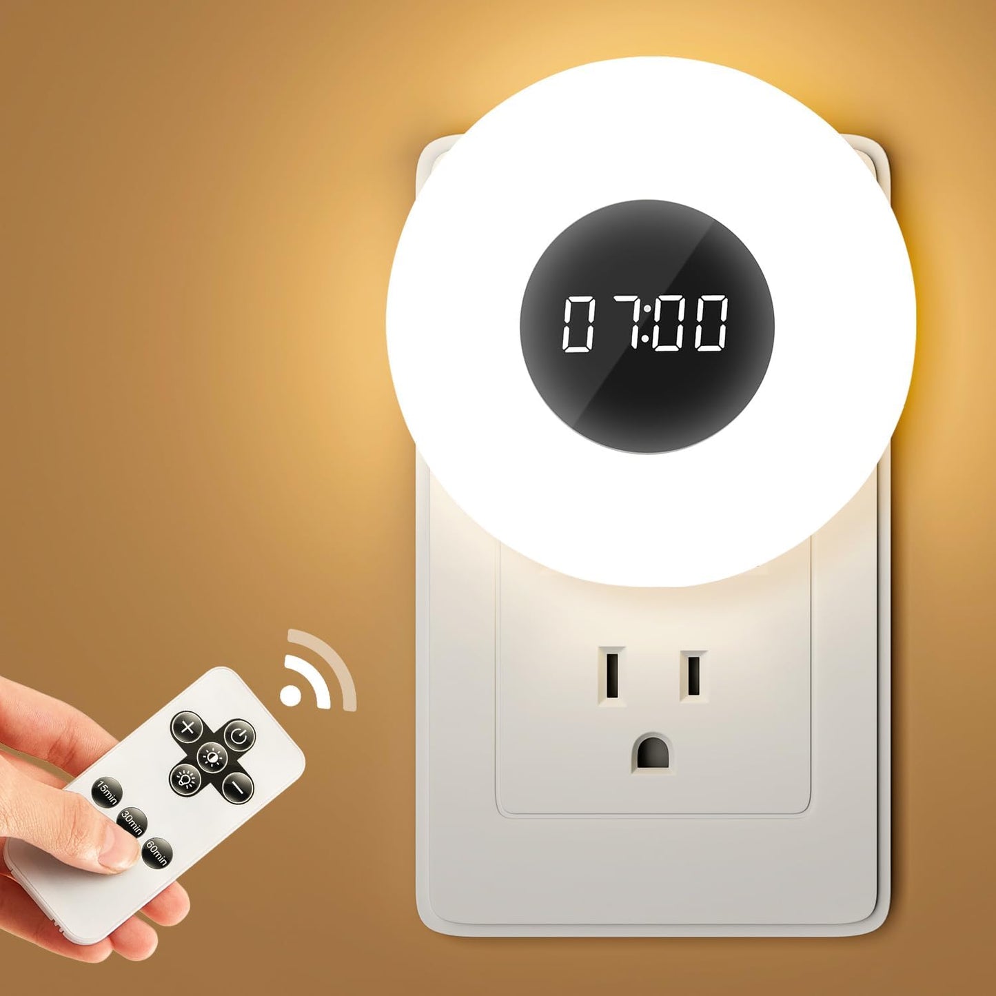 Bathroom Clock — 10-Level Dimming + 3-Color Night Light + Remote Control Shower Timer