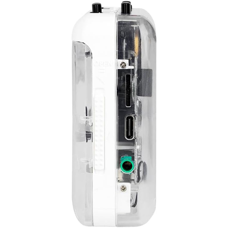 Portable Cassette Player – Transparent Design in White & Black
