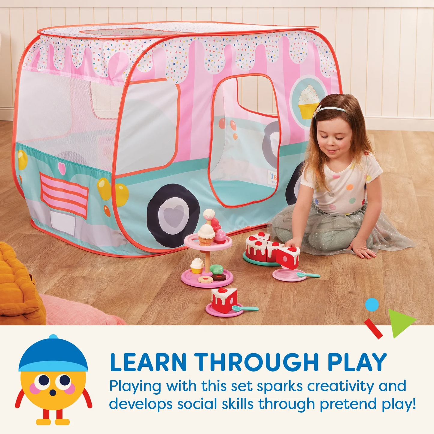 Dessert Pop-up Tent 25-Piece Dessert Set, Toddler and Preschool Toy Pop-up Tent