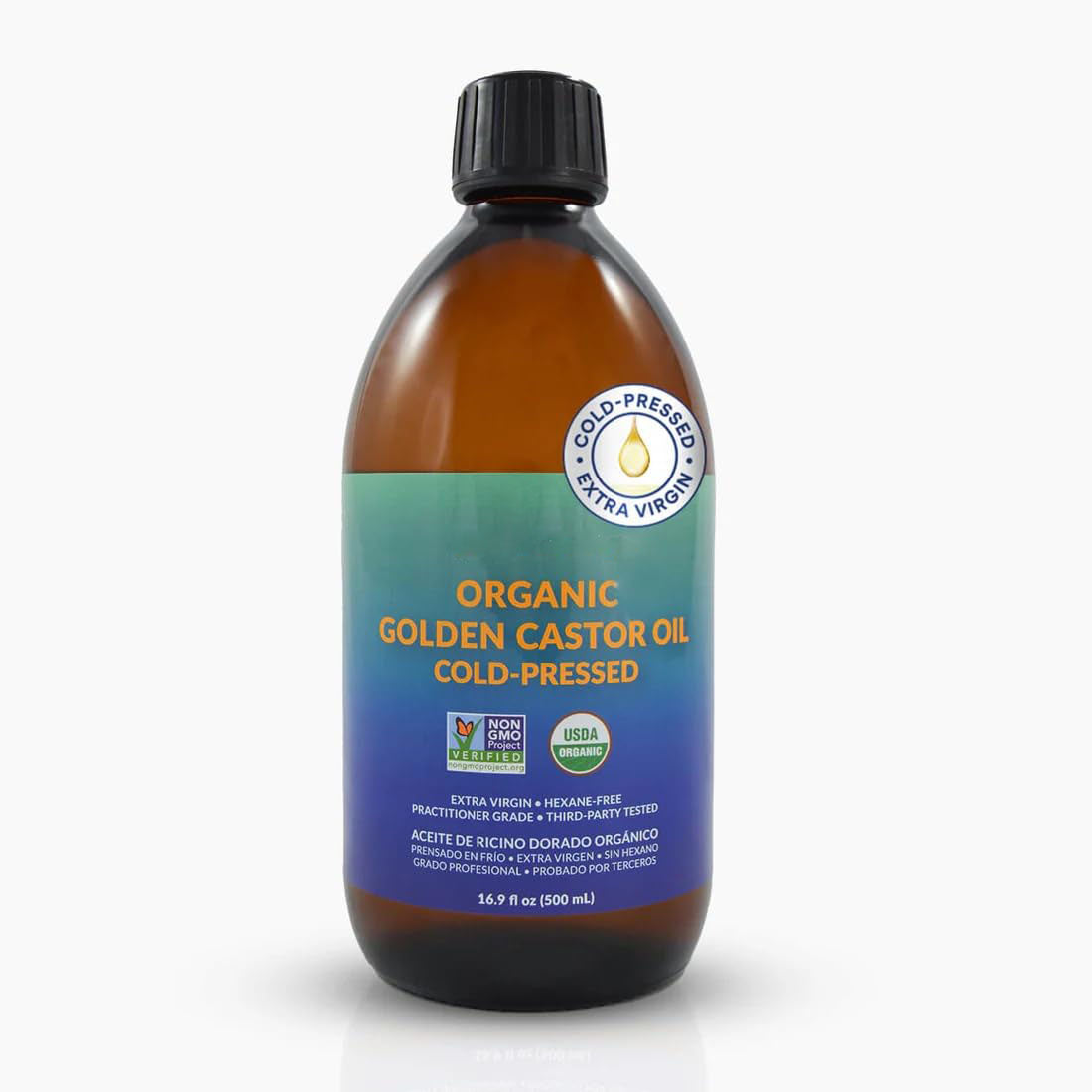 Organic Golden Castor Oil – 100% Pure for Hair, Skin, Nails, Brows & Lashes