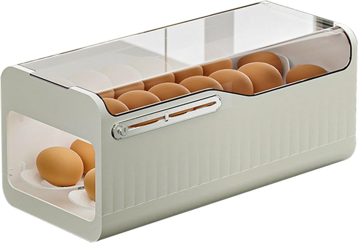 Double-Layer Automatic Egg Rolling Dispenser — Transparent Refrigerator Egg Storage Box (Holds 24–28 Eggs)