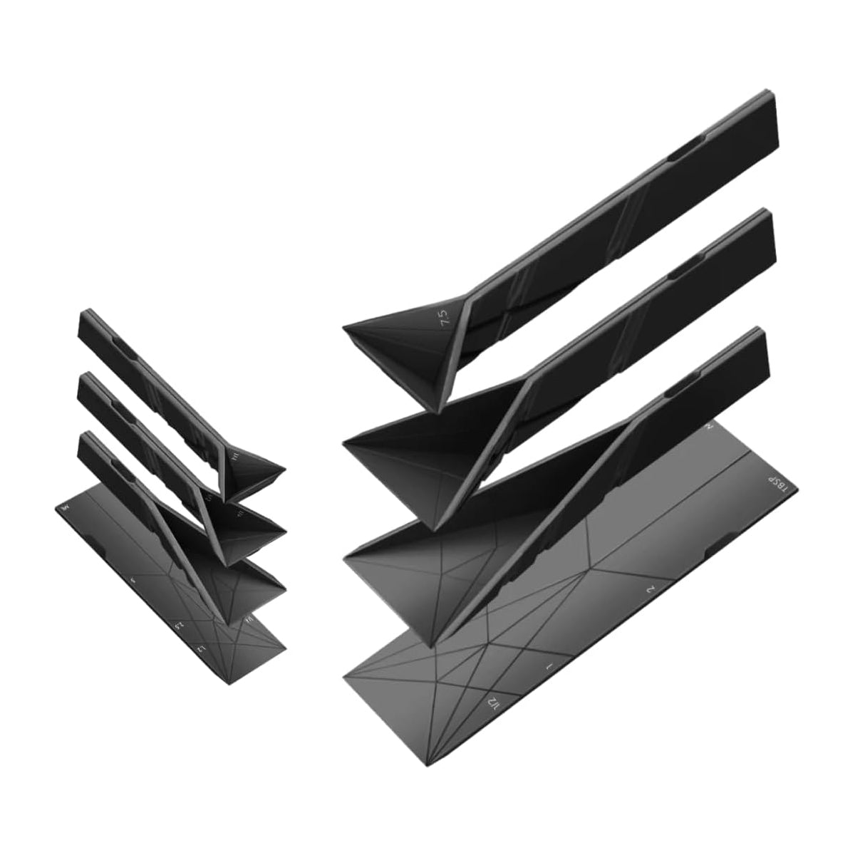 Polygonal Flat 3-in-1 Folding Measuring Spoon Set | 2 Spoons, 6 Adjustable Sizes