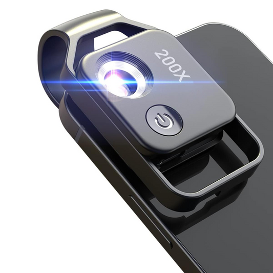 Mobile phone microscope, equipped with CPL lens and LED light