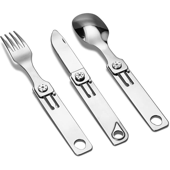 3-in-1 Outdoor Camping Utensils – Detachable Knife, Fork & Spoon Multitool