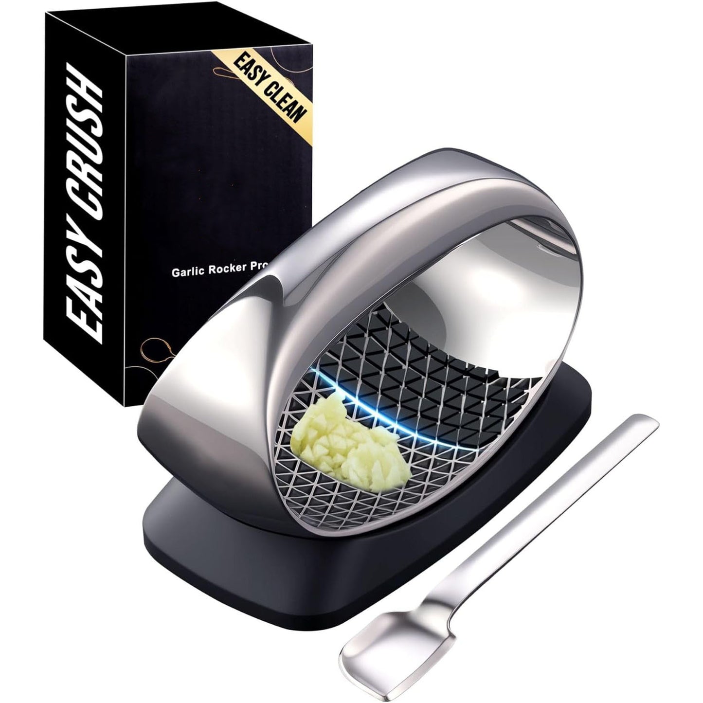Garlic Press – No Peel Required, Stainless Steel, with Detachable Handle for Easy Crushing