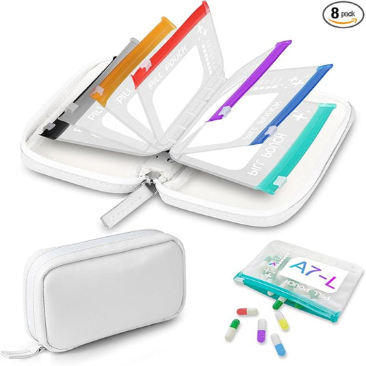 Waterproof Travel Pill Organizer with Color-Coded EVA Pouches