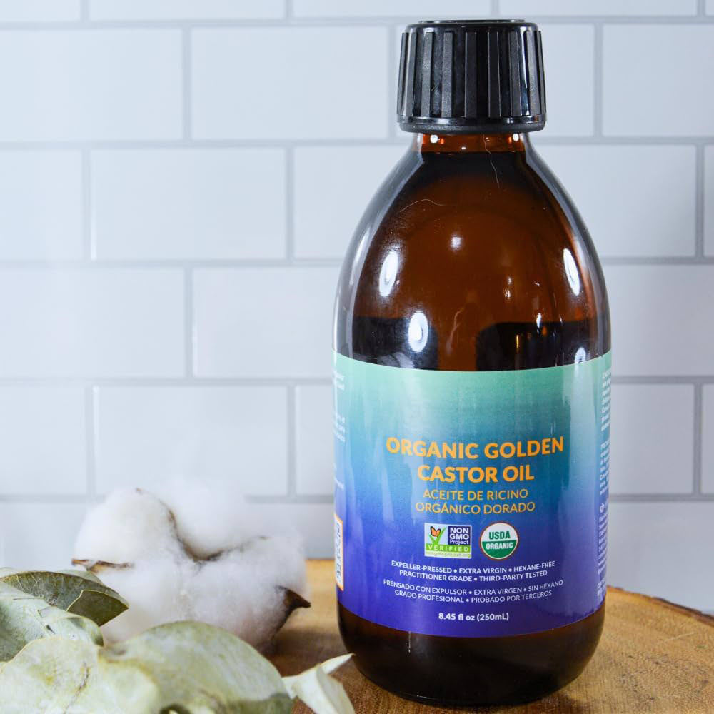 Organic Golden Castor Oil – 100% Pure for Hair, Skin, Nails, Brows & Lashes