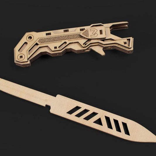 Wooden folding puzzle knife (different styles)