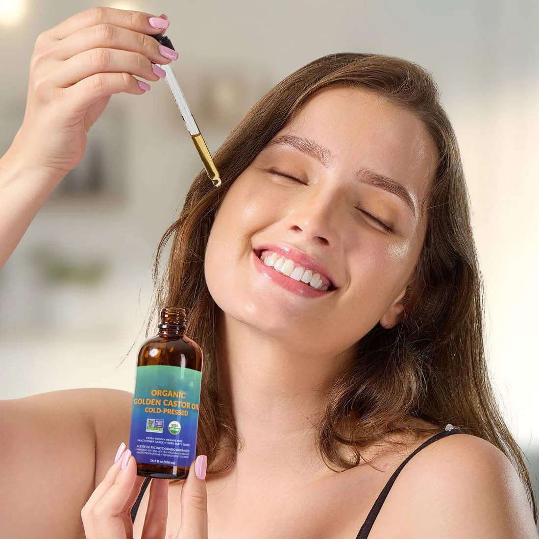 Organic Golden Castor Oil – 100% Pure for Hair, Skin, Nails, Brows & Lashes