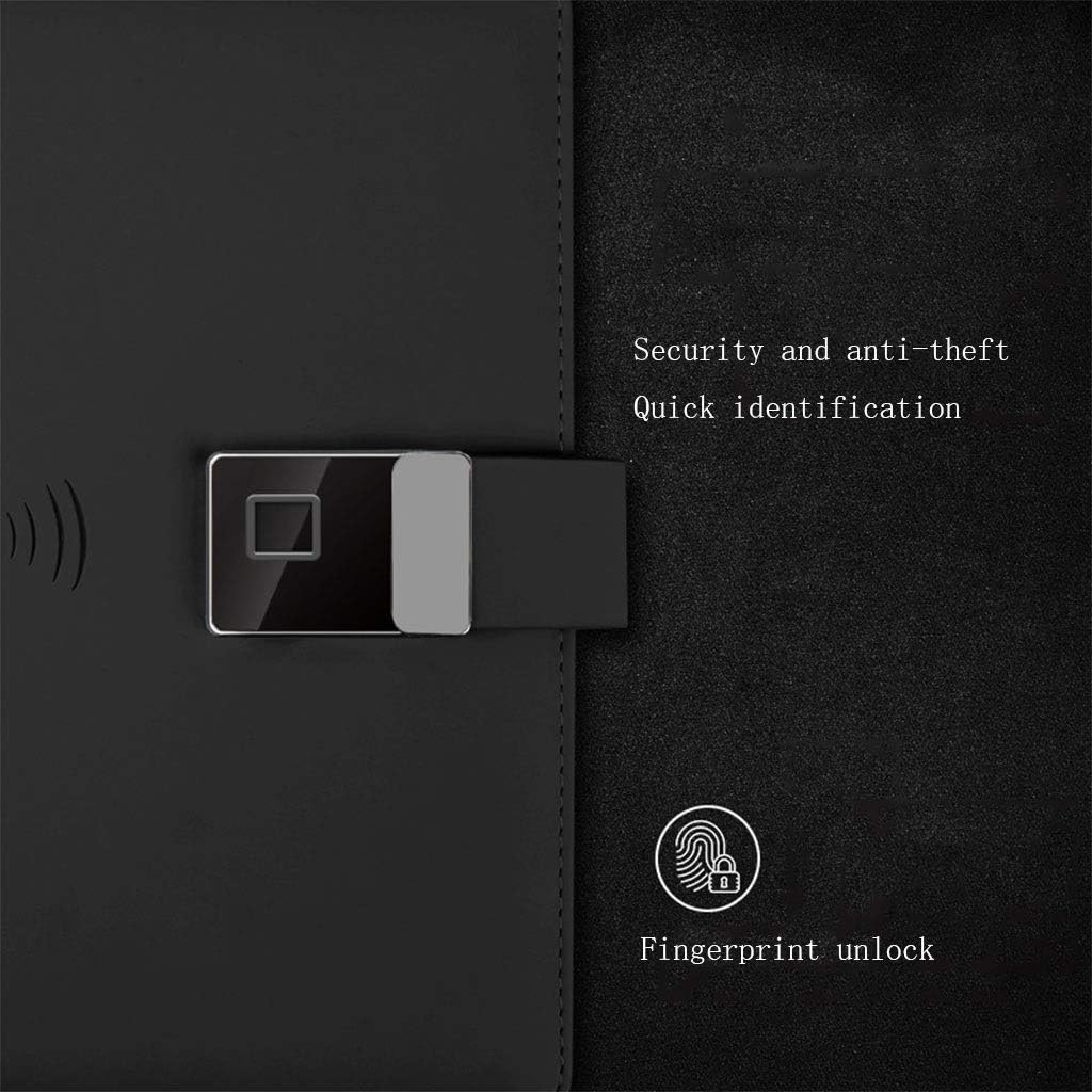 Smart Fingerprint Lock A5 Notebook, USB Charging Leather Journal, for Business Meeting Records Loose-leaf Notepad