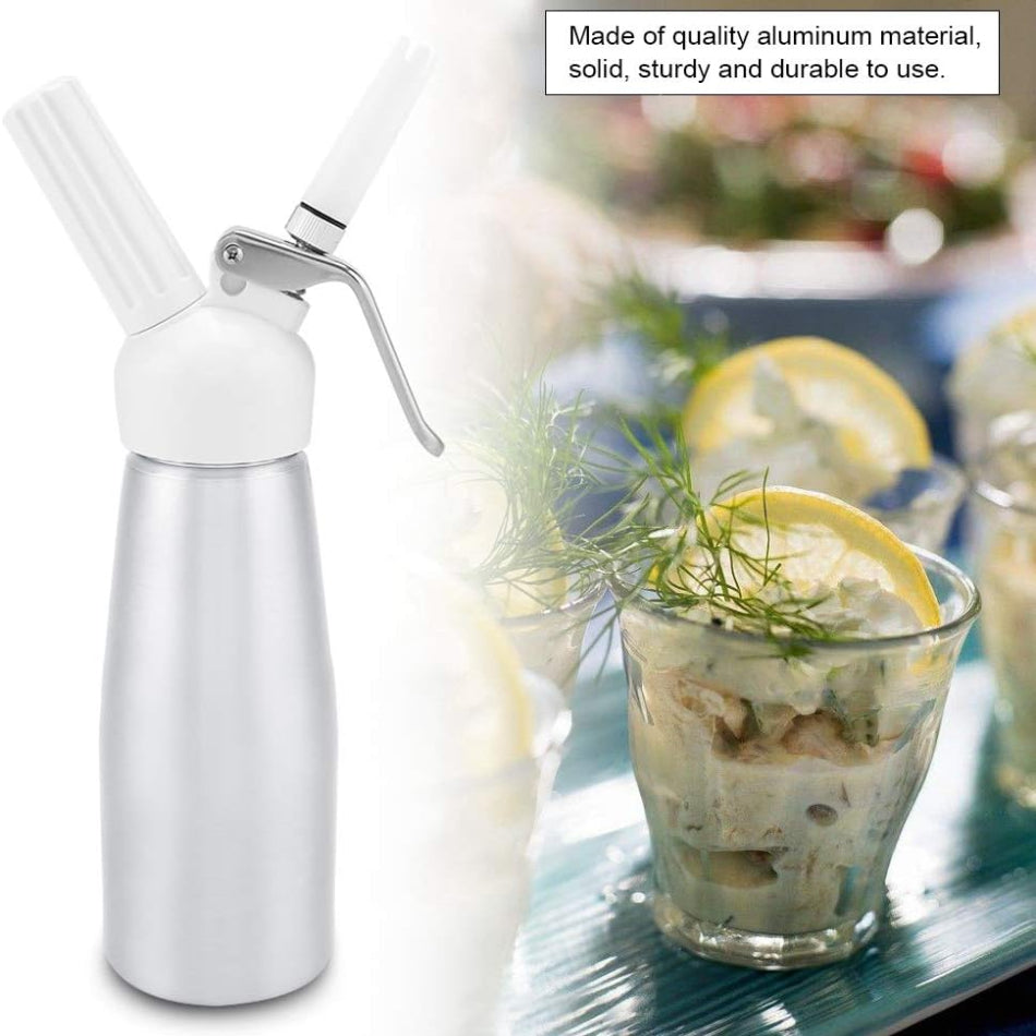 500ml Aluminum Whipped Cream Dispenser with 3 Nozzles & Cleaning Brush