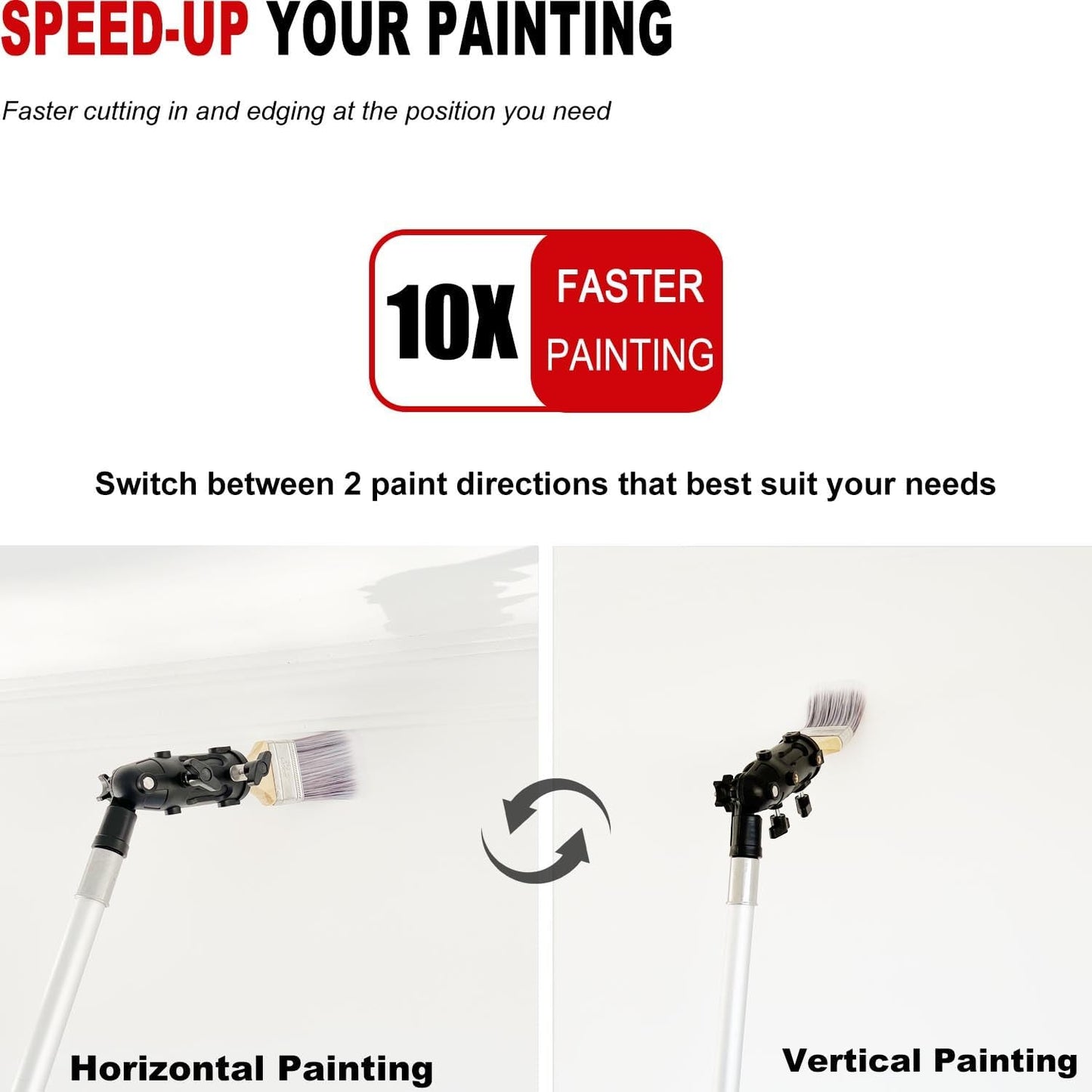 Multi-Angle Paint Brush Extension Pole | Ideal for High Ceilings, Wall Corners, and Trim Edges