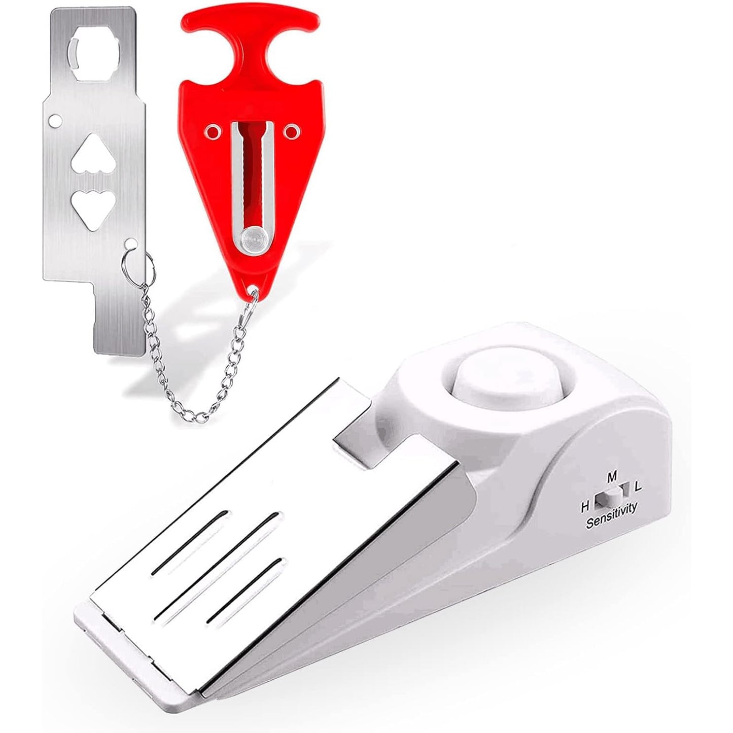 Door Stopper Alarm with Portable Lock, 120dB Travel Door Wedge Alarm, 3-Level Sensitivity