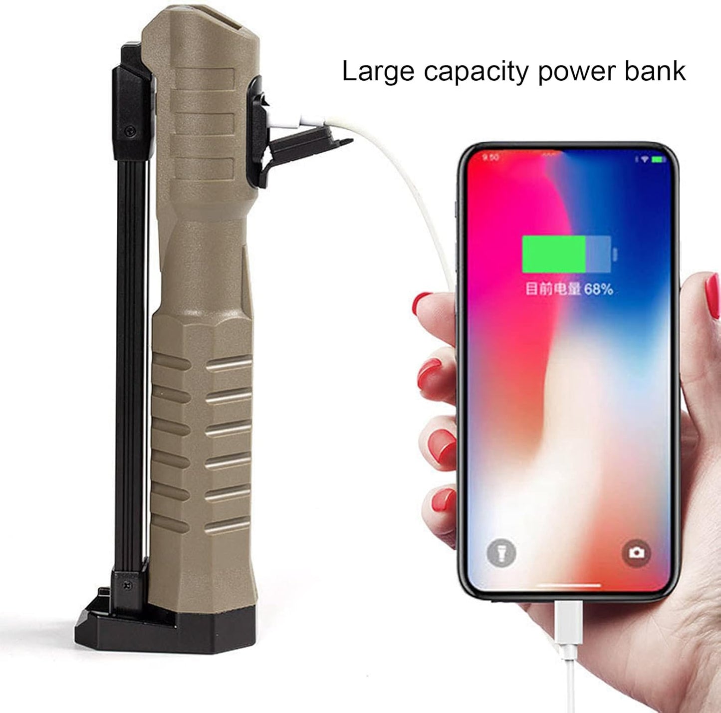 7-Mode Folding LED COB Work Light, C-Type Magnetic Emergency Flashlight