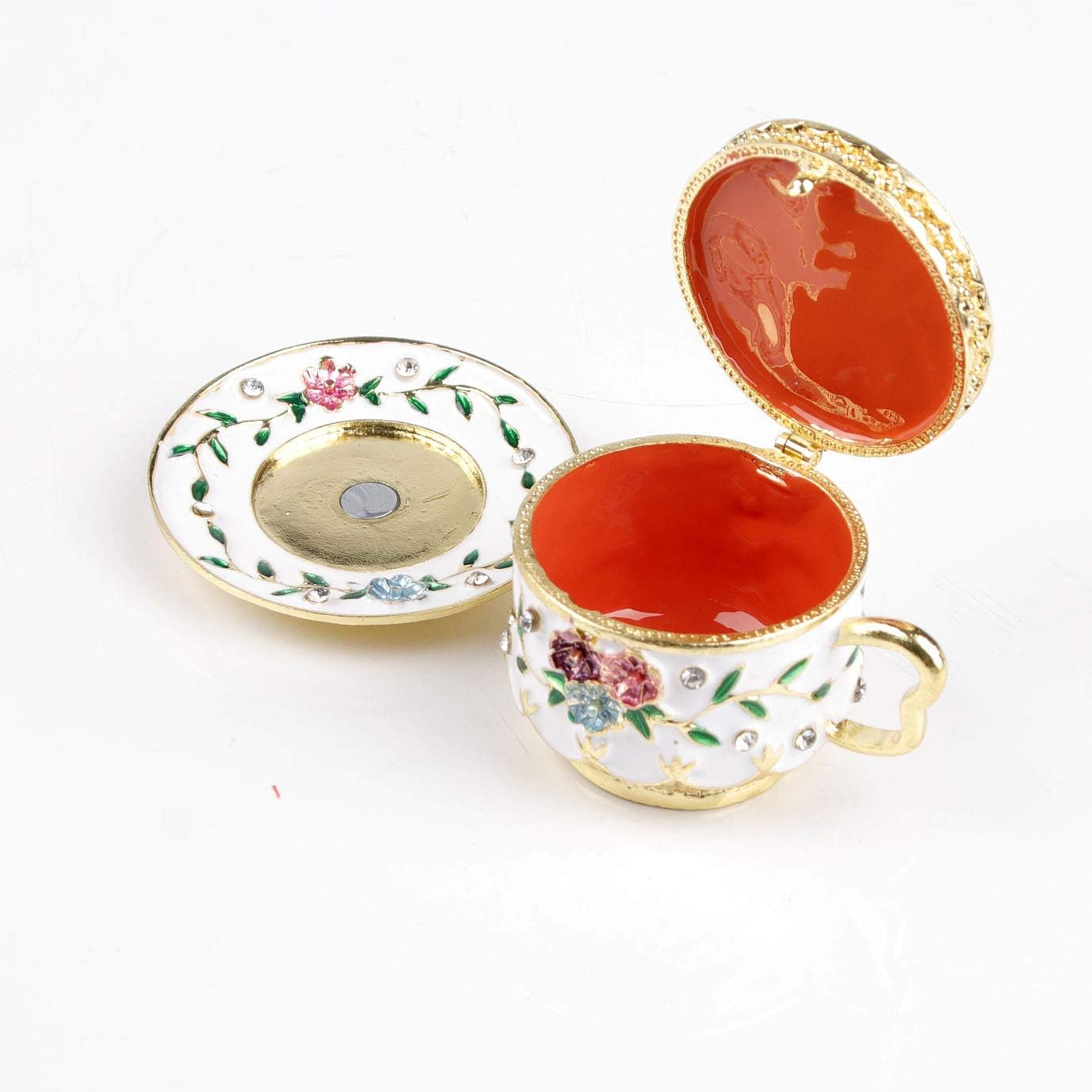 Collectible coffee cup shaped hinged jewelry box