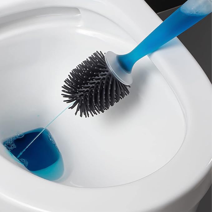 Silicone toilet brush and brush holder set
