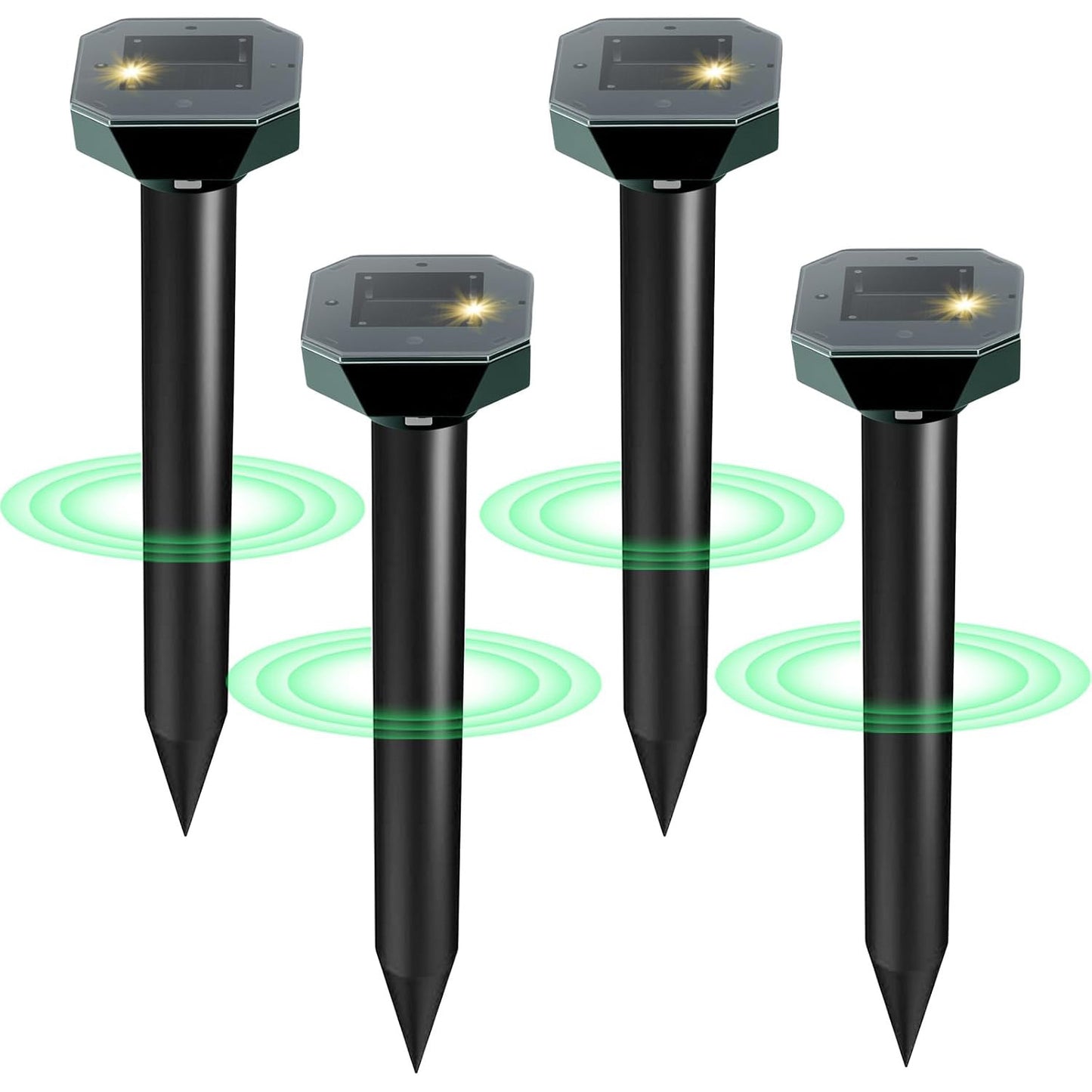 Solar-Powered Ultrasonic Animal Repeller, IP65 Waterproof, Effective for Snakes, Moles, Rabbits