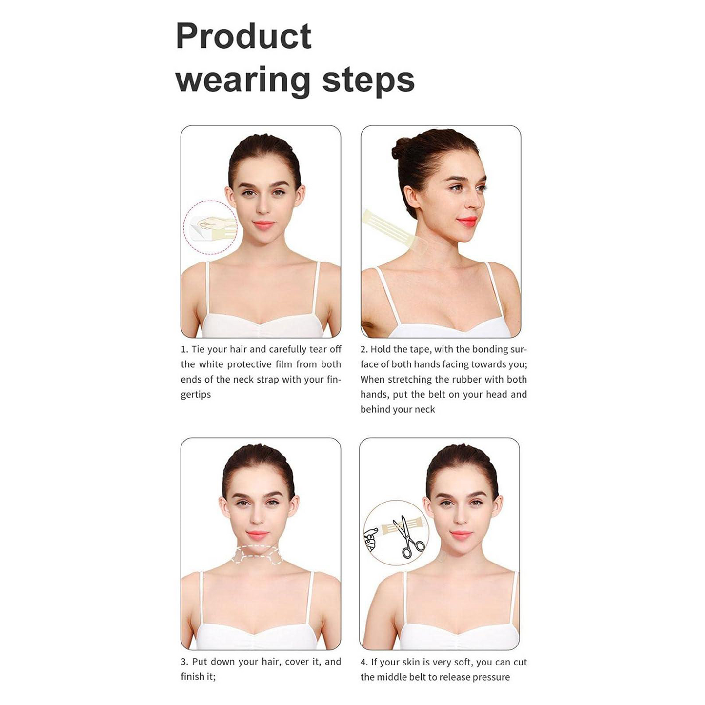 Invisible neck lifting tape